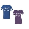 thumbnail image 1 of Dady Mommy Bear Unisex Couple Matching Cotton Jersey style T-Shirt Contrasting stripes on sleeves (Men Royal / Women Purple) (Men M / Women L), 1 of 3