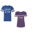 thumbnail image 1 of Dady Mommy Bear Unisex Couple Matching Cotton Jersey style T-Shirt Contrasting stripes on sleeves (Men Royal / Women Purple) (Men XXL / Women XXL), 1 of 3