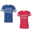 thumbnail image 1 of Dady Mommy Bear Unisex Couple Matching Cotton Jersey style T-Shirt Contrasting stripes on sleeves (Men Royal / Women Red) (Men S / Women XXL), 1 of 3