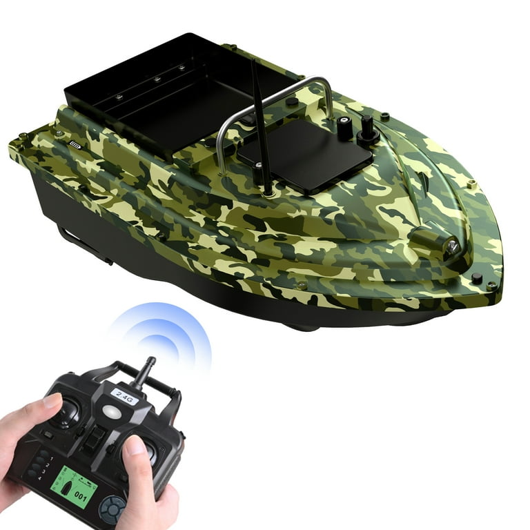Dadypet GPS Fishing Bait Boat with Remote Control, Large Bait Container, Automatic Operation, 400-500M Remote, Size: Camouflage 12000mAh