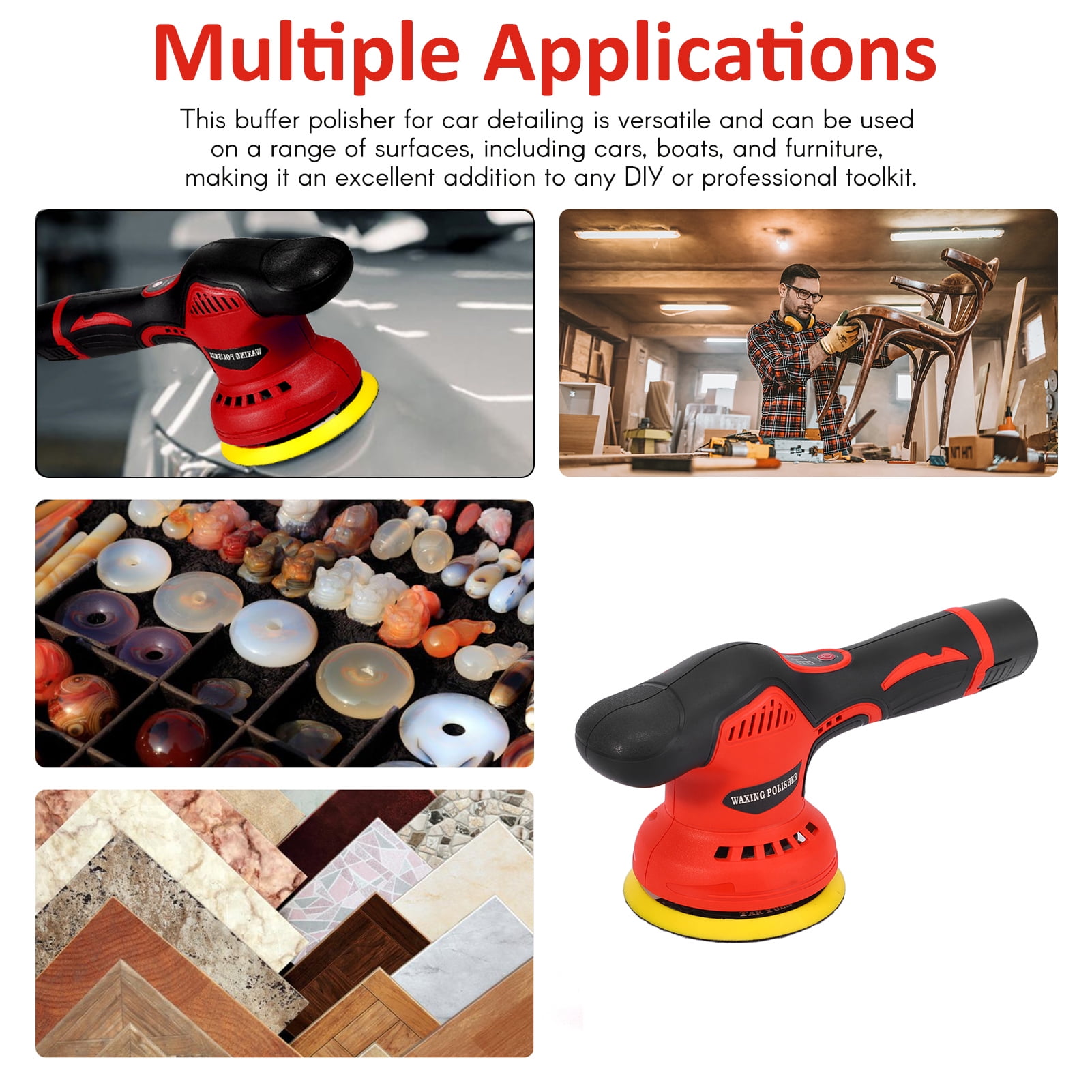 Dadypet Polishers,Car Buffers Huiop 12vBattery Variable Speed Polisher