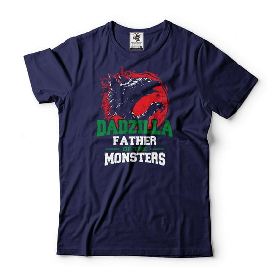 Dadzilla Shirt Father Of The Monsters Shirt Men's Funny Shirt Dad Shirts Father's Day Funny Shirt (Large Navy Blue)
