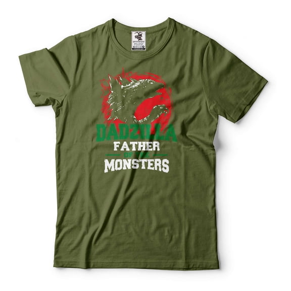 Dadzilla Shirt Father Of The Monsters Shirt Men's Funny Shirt Dad Shirts Father's Day Funny Shirt (X-Large Military Green)