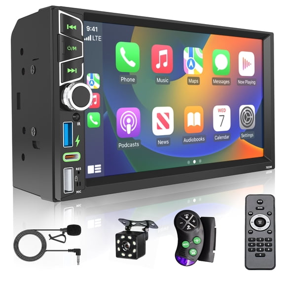 Daeblie 7-Inch Double DIN Car Stereo with Wireless CarPlay and Android Auto Touchscreen