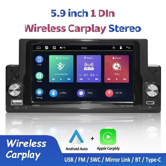 Daeblie Single Din Car Stereo 6180W HD Android Auto 5.9" 1 Piece