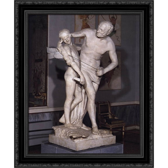Daedalus and Icarus 20x23 Black Ornate Wood Framed Canvas Art by Canova, Antonio