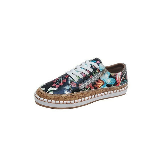 Daeful Canvas Shoes for Women Fashion Embroidered Floral Sneakers Summer Beach Travel Casual Shoes