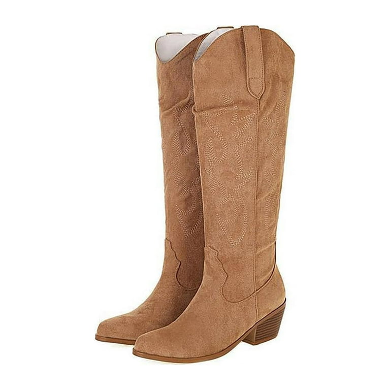 Tall Cowboy Boots Women Wide Calf 2022 Women's Autumn Winter Solid