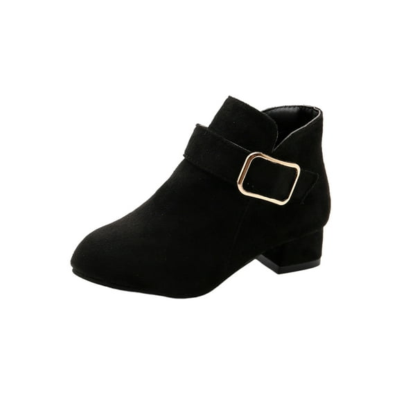 Daeful Girls Short Bootie Chunky Heel Dress Shoes Fashion Ankle Boots Black 9C