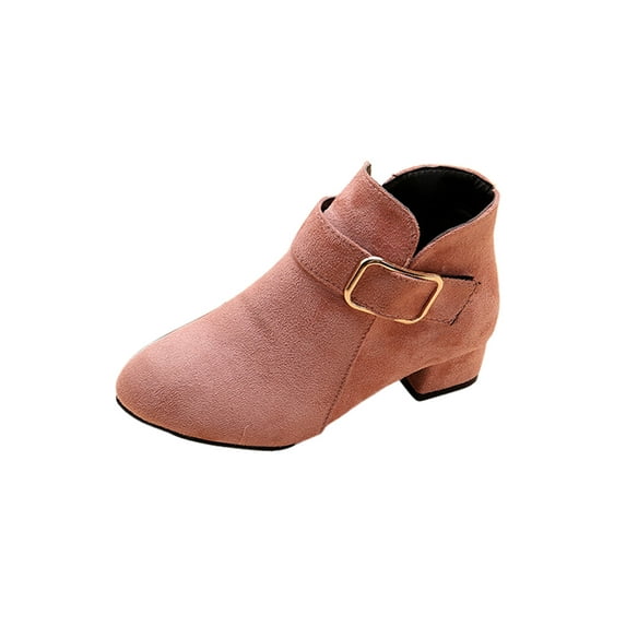 Daeful Girls Short Bootie Chunky Heel Dress Shoes Fashion Ankle Boots Pink 9C