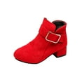 thumbnail image 1 of Daeful Girls Short Bootie Chunky Heel Dress Shoes Fashion Ankle Boots Red 9C, 1 of 9