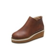thumbnail image 1 of Daeful Ladies Casual Shoes Slip On Ankle Booties Platform Walking Shoe Driving Non-Slip Lightweight Wedge Brown 7.5, 1 of 9