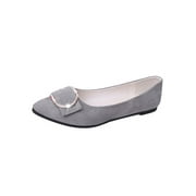 Daeful Ladies Cozy Pointed Toe Flat Shoes Dance Anti-Slip Pumps Women Wedding Lightweight Loafers Dress Shoe Flats Grey 7