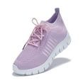 thumbnail image 1 of Daeful Ladies Flats Solid Color Sneakers Round Toe Trainers Fitness Comfortable Casual Low Top Athletic Shoes Purple 11, 1 of 2