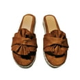 thumbnail image 1 of Daeful Ladies Wedges Slip On Sandals Wedge&platform Espadrilles Beach Soft Comfortable Backless Slippers Brown 7.5, 1 of 3