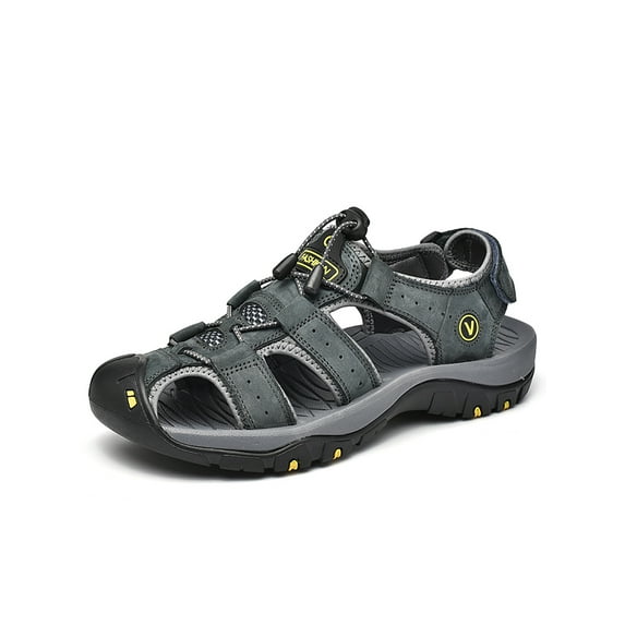 Daeful Men Beach Shoe Non-Slip Fisherman Sandal Closed Toe Sandals Comfortable Drawstring Driving Shoes Men's Fashion Gray 9