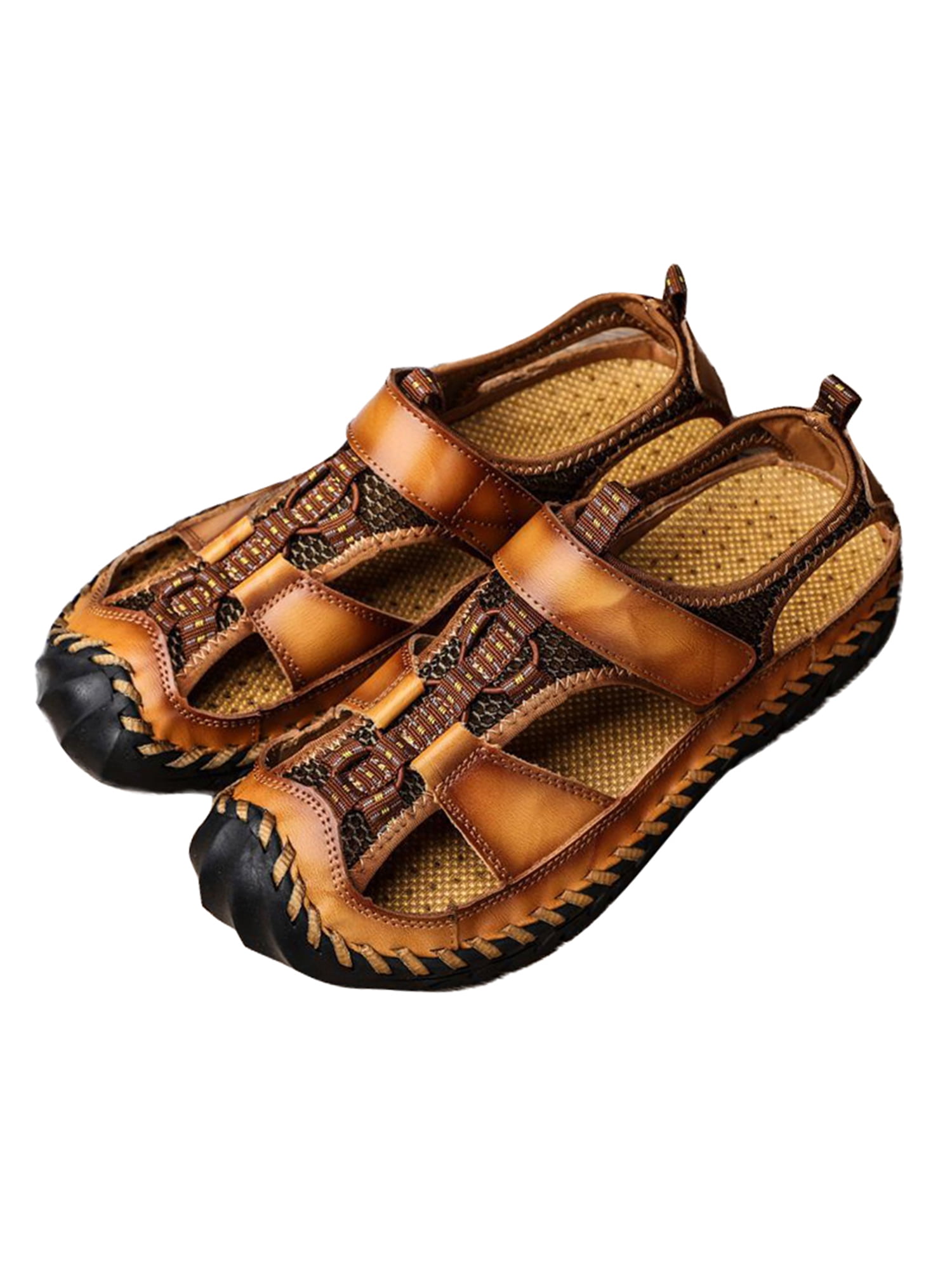 Daeful Men Beach Shoes Closed Toe Leather Sandal Fisherman Sandals Mens