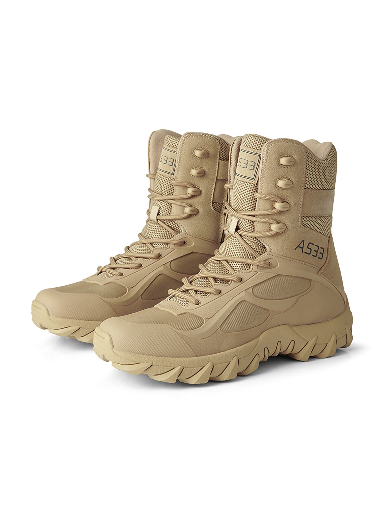 Daeful Men Outdoor Shoe High Top Army Combat Boots Round Toe Hiking Shoes Jungle Breathable Comfortable Lace Up Military Tactical Boot Sand Color 10.5 Walmart