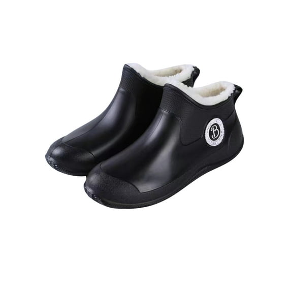 Daeful Men's Women's Winter Fishing Boots Waterproof Deck Boots Comfortable No-Slip Sole with Plush Lined Black (with Fixed Plush Lining) 7.5-8