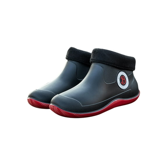 Daeful Men's Women's Winter Fishing Boots Waterproof Deck Boots Comfortable No-Slip Sole with Plush Lined Red (with Plush Lining) 6-7