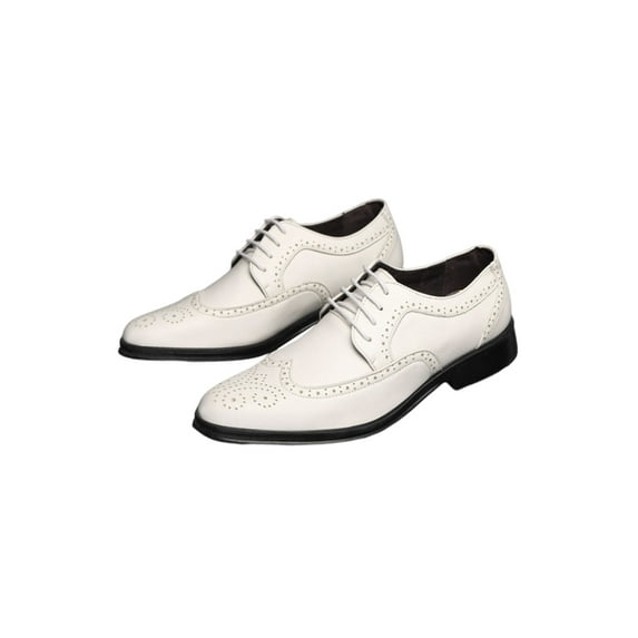 Daeful Mens Brogues Wingtips Oxfords Business Dress Shoes Men Comfort Lace Up Formal Leather Shoe White 9