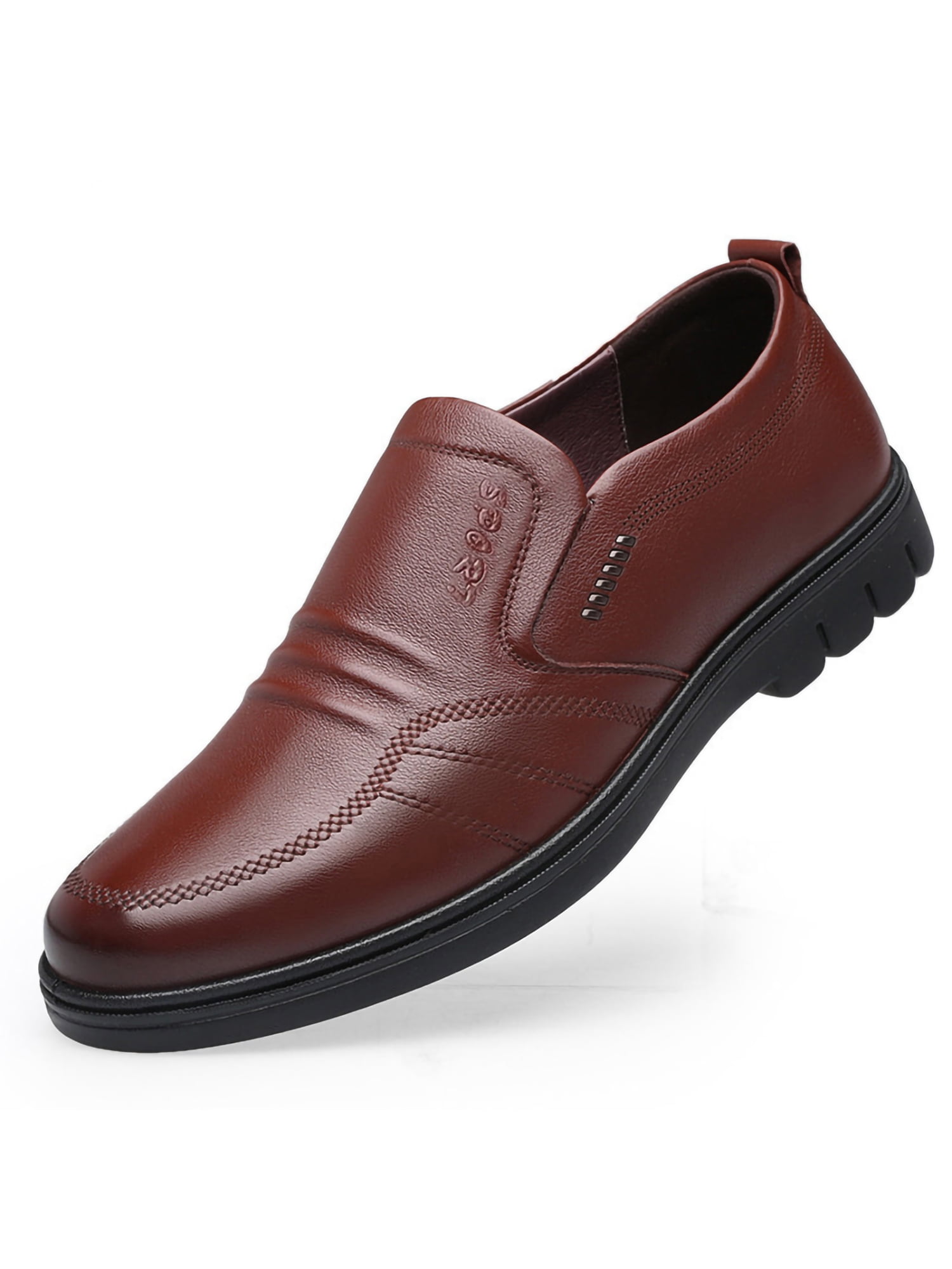 Daeful Mens Dress Shoes, Brown Formal Loafers, Microfiber Upper, Slip ...