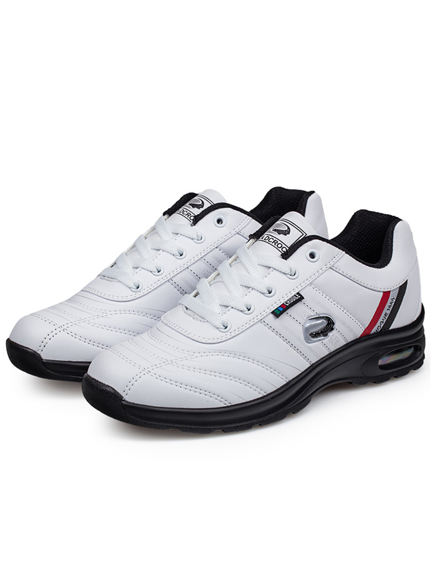 Daeful Mens Running Shoe Casual Trainers Lace Up Sneakers PU Leather Low Top Walking Men Anti