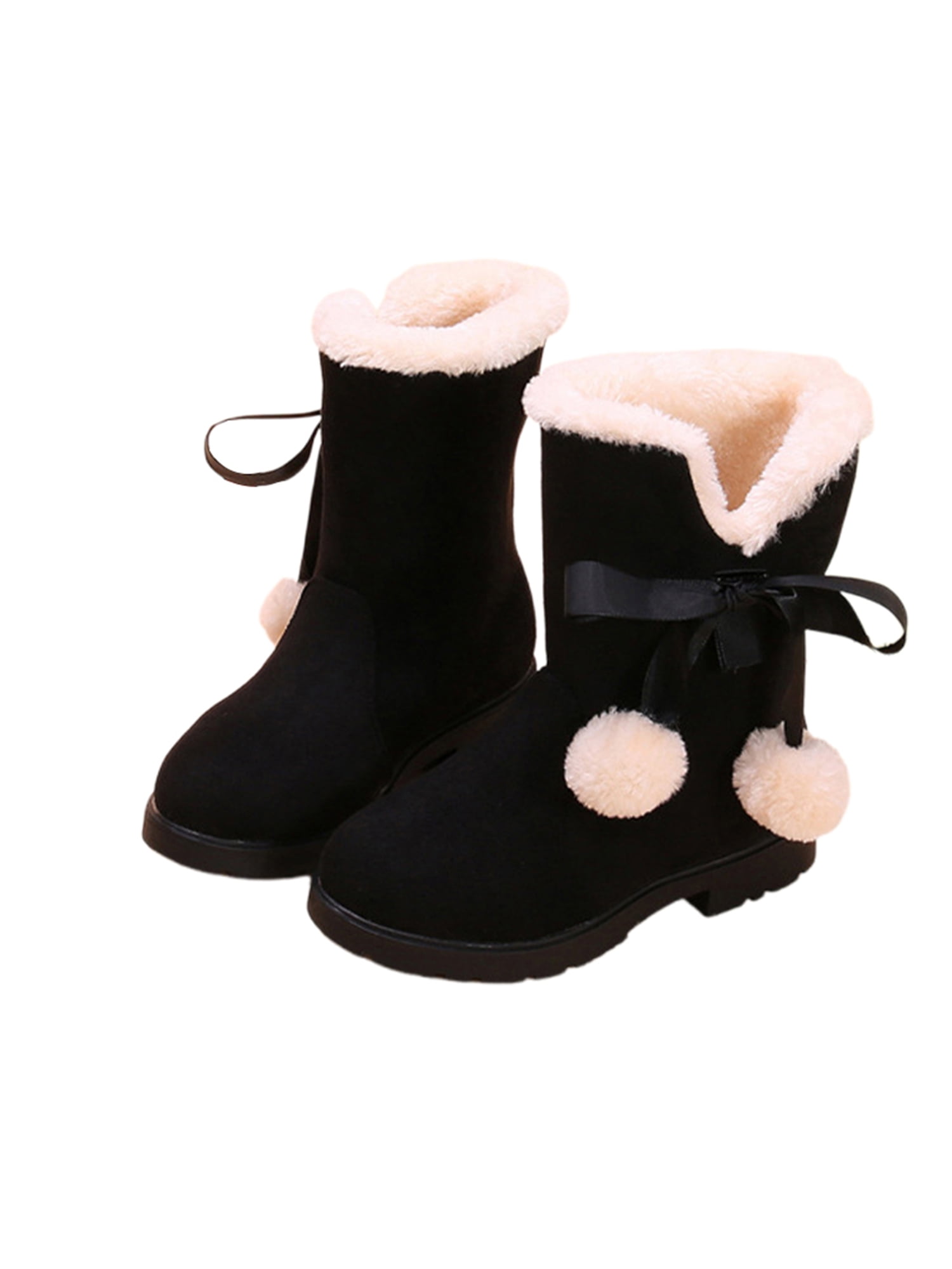 Daeful Toddler Girl Winter Boot Mid Calf Warm Shoes Plush Lined Snow
