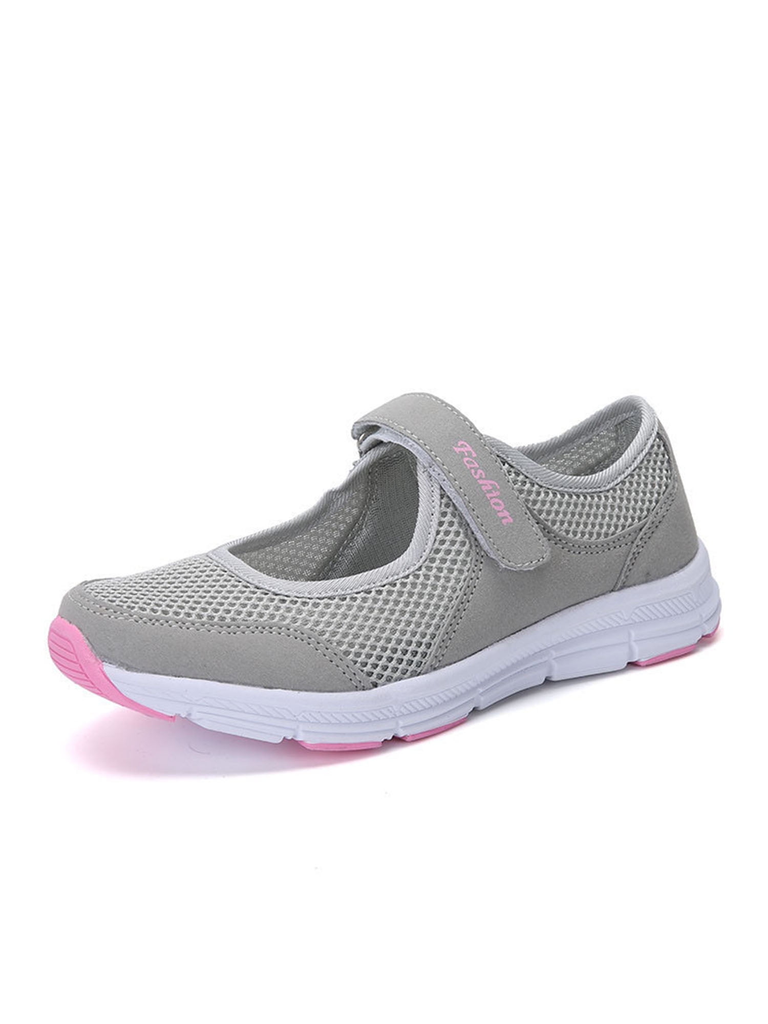 Daeful Women Casual Shoe Round Toe Flats Magic Tape Walking Shoes ...