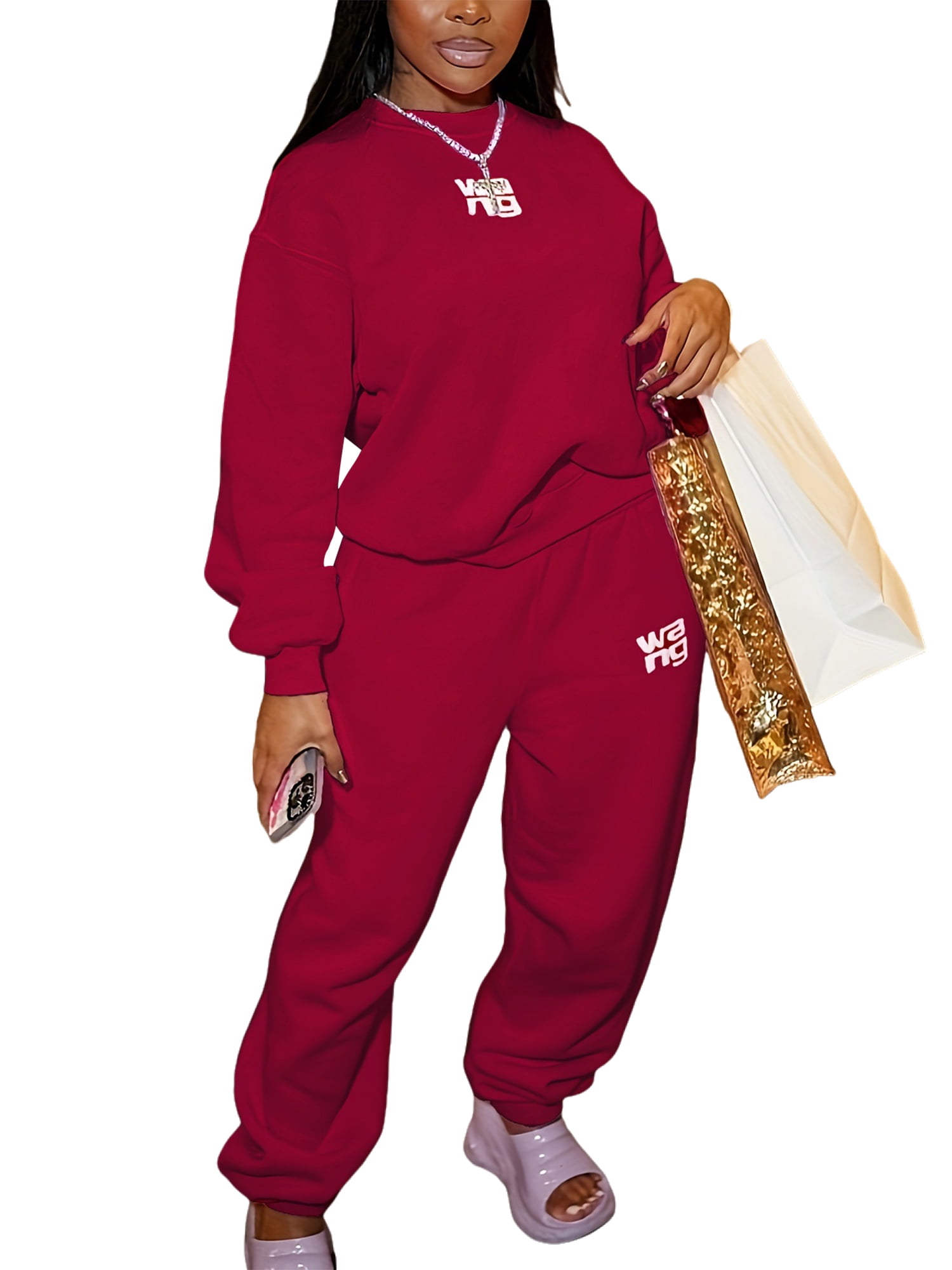 Daeful Women Tracksuit Sets Plus Size Sweatsuit Oversized Two Piece Outfit Jogging Casual Loose