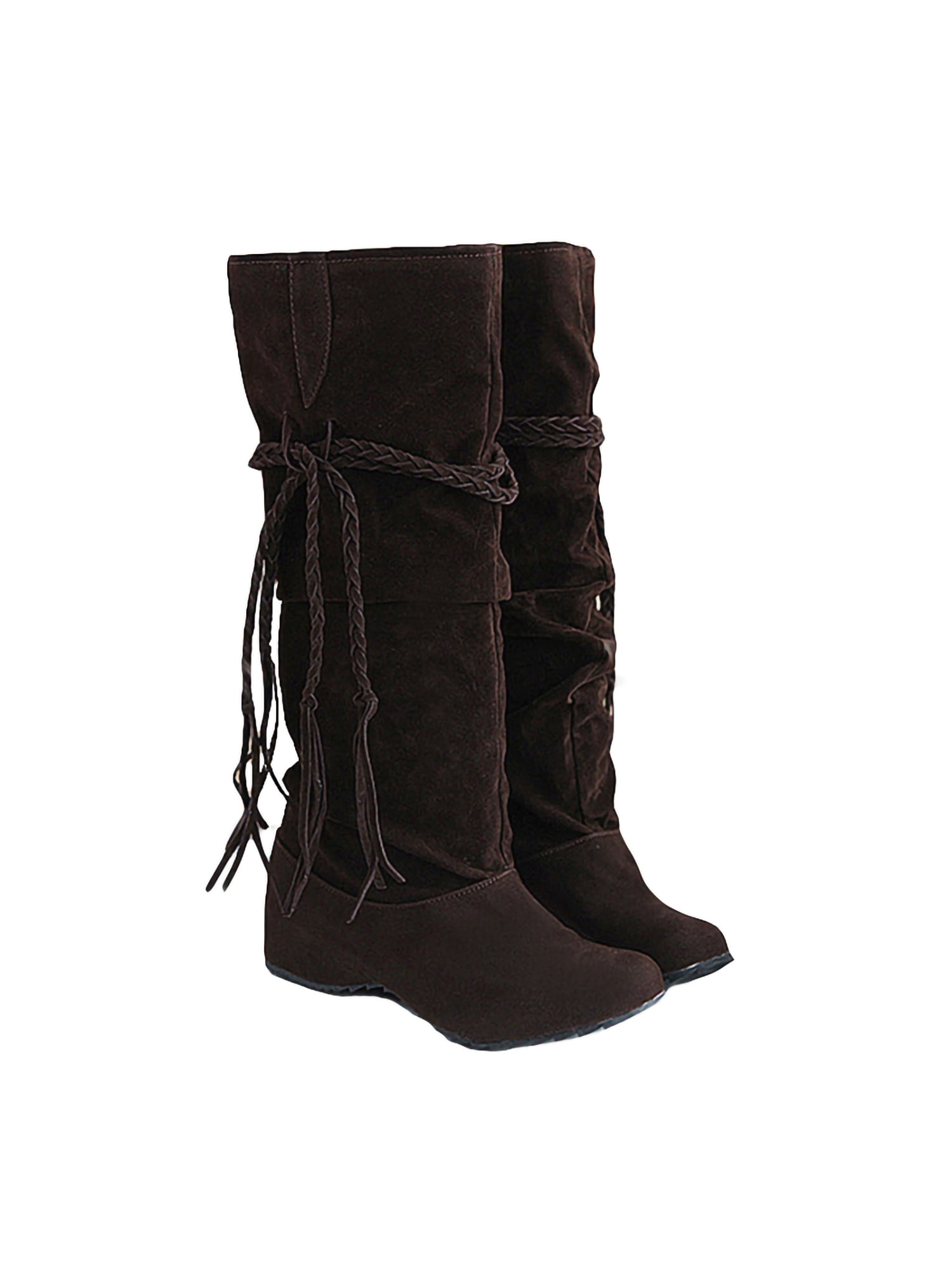 Daeful Women's Extra Wide Calf Knee High Boots Fashion Wide Width Tall Boots Brown 8.5