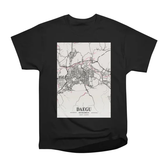 Daegu South Korean Neapolitan City Map T-Shirt Tee Gift For Him Merch For Her Apparel For