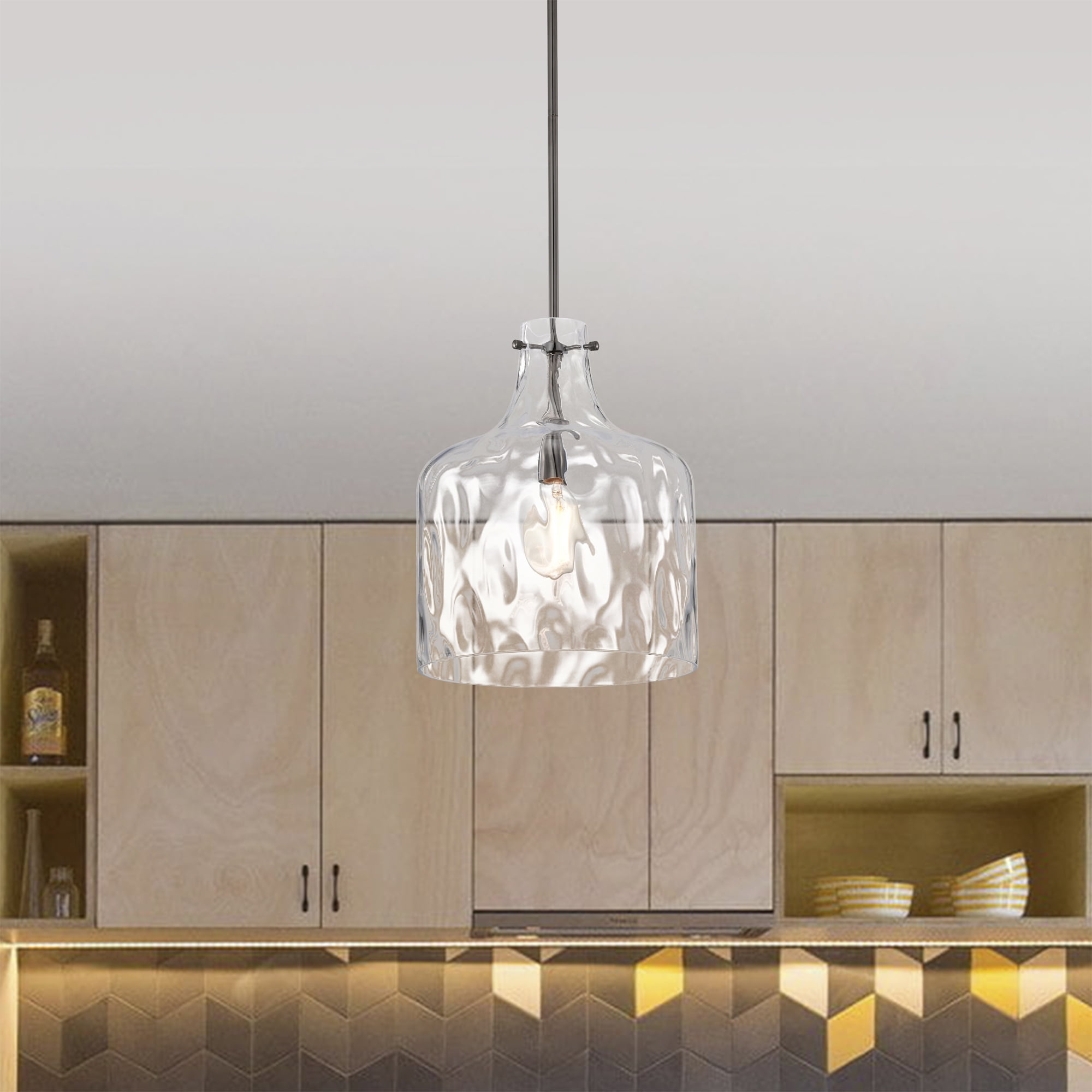 Daelan 12 in. 1-Light Indoor Pear Black Finish Pendant Light