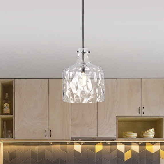 Daelan 12 in. 1-Light Indoor Pear Black Finish Pendant Light