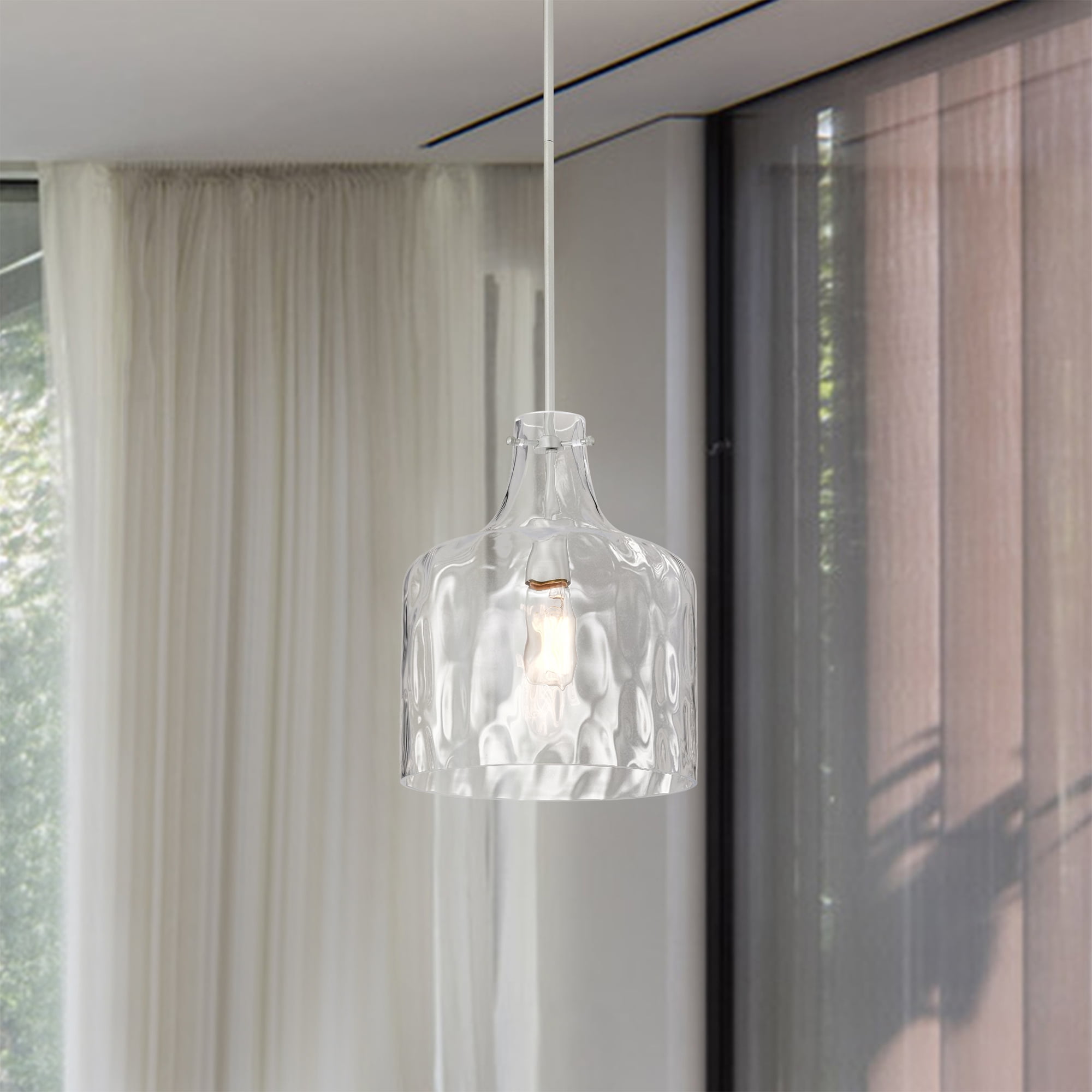 Daelan 12 in. 1-Light Indoor Powdered Chrome Finish Pendant Light