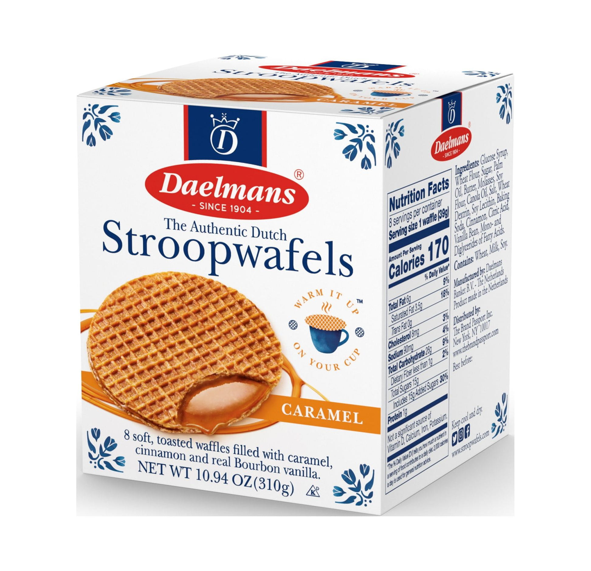 Daelmans Caramel Stroopwafels, Delicious Dutch Syrup Waffles, Contains Wheat, Milk, Soy, 10.94 oz, 8 Count