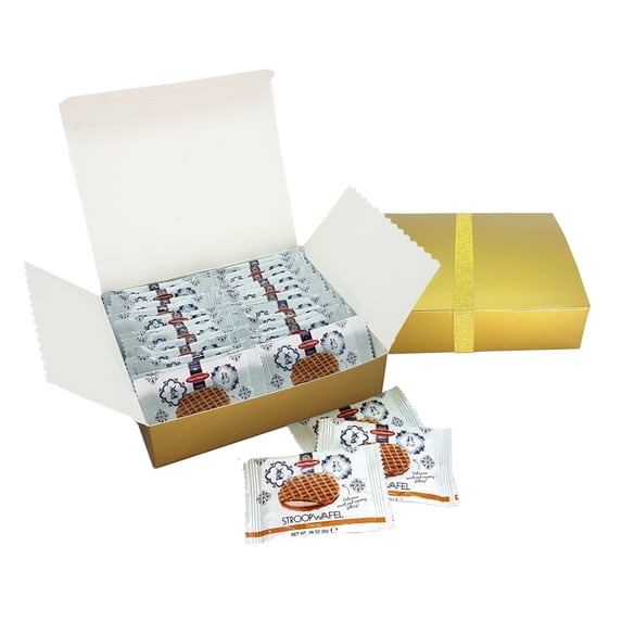 Daelmans Caramel Stroopwafels Mini Single Pack 24 Pieces Gold Gift Boxed