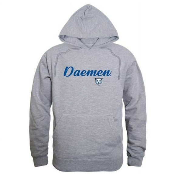 Daemen University Wildcats Script Hoodie, Heather Grey - Medium