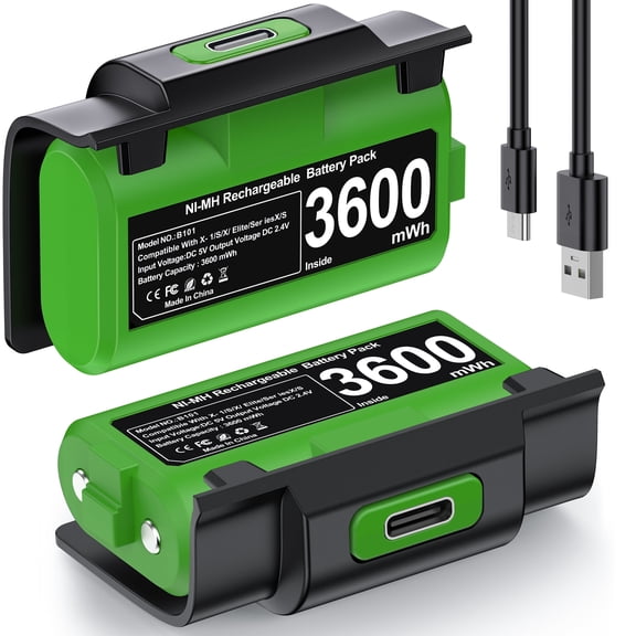 Daenfyy Xbox Battery Pack for Xbox Series X|S Controller, Xbox Rechargeable Batteries Packs with 2x3600mWh Battery Pack for Xbox One|X|S|Elite Controller