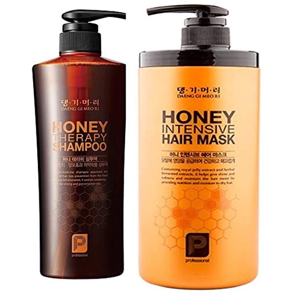 Daeng Gi Meo Ri Honey Intensive Hair Mask Pack 1000ml & Therapy Shampoo 500 ML