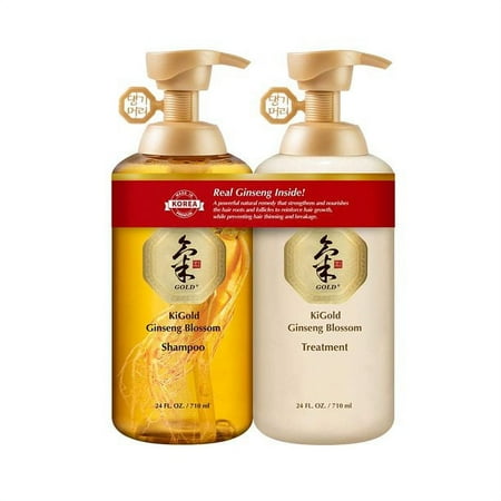 Daeng Gi Meo Ri Ki Gold Ginseng Blossom Shampoo & Treatment Set [Real Ginseng Inside!] 24 Fl. Oz. each.