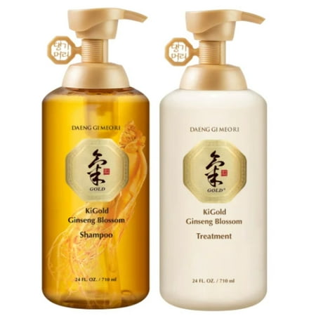Daeng Gi Meo Ri Ki Gold Ginseng Blossom Shampoo & Treatment Set [Real Ginseng Inside!] 710ml + 710ml