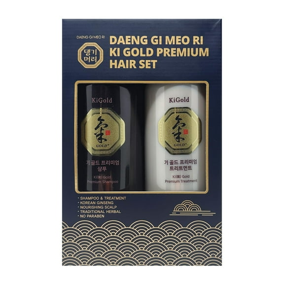 Daeng Gi Meo Ri - Ki Gold Premium Shampoo 26.3 FL OZ and Treatment 26.3 FL OZ Blue Box Set, Promotes Healthy Hair Growth, Scalp Stimulant, Prevents Hair Loss