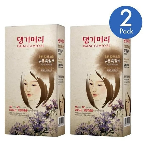 Daeng Gi Meo Ri Medicinal Herb Hair Color Dye (Light Brown) - 2 Pack