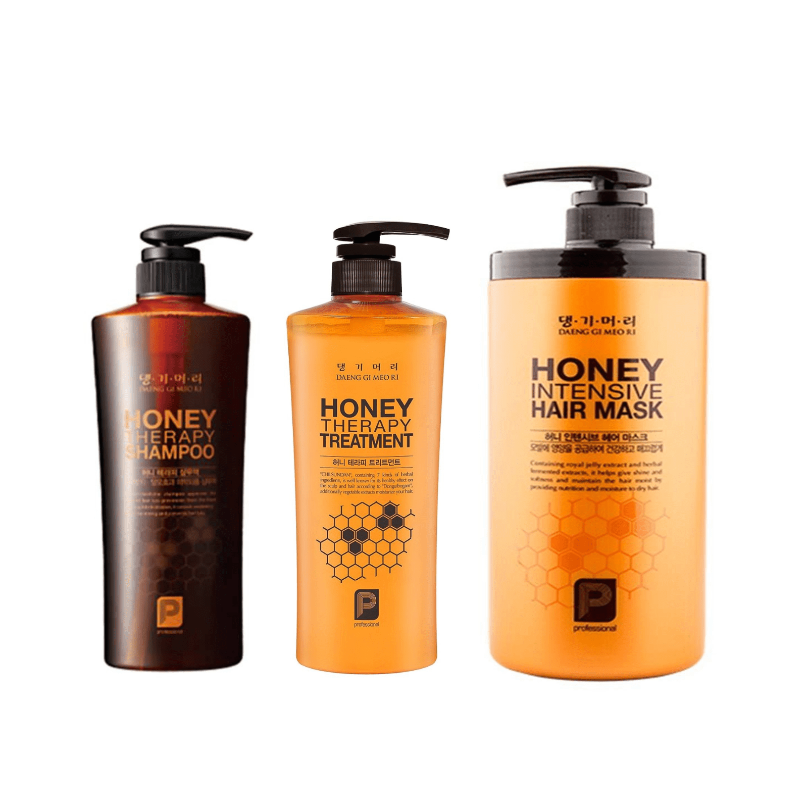 Daeng Gi Meo Ri Professional Honey Therapy Shampoo, Treatment 500ml, Hair Mask 1000ml