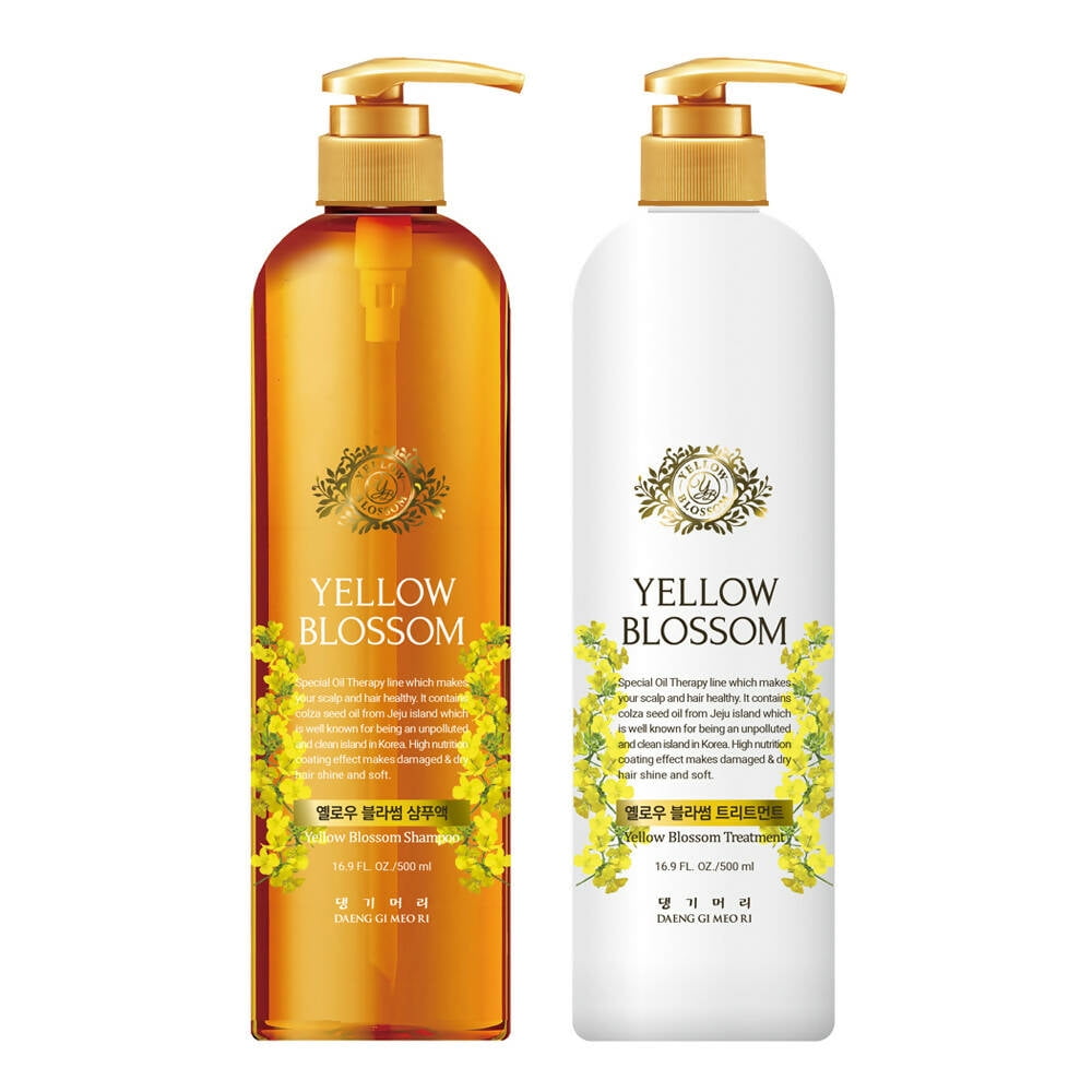 Daeng Gi Meo Ri - Yellow Blossom Premium Hair Care Set, Shampoo 16.9 FL OZ/ 500ml Each, Treatment 16.9 FL OZ/ 500ml Each