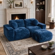 Daeorio 82" Modular Sectional Cloud Couch,Velvet Upholstered Sofa Boneless Modern Comfy No Assembly Required Deep Seat Loveseat Sofa for Living Room,Bedroom,Apa