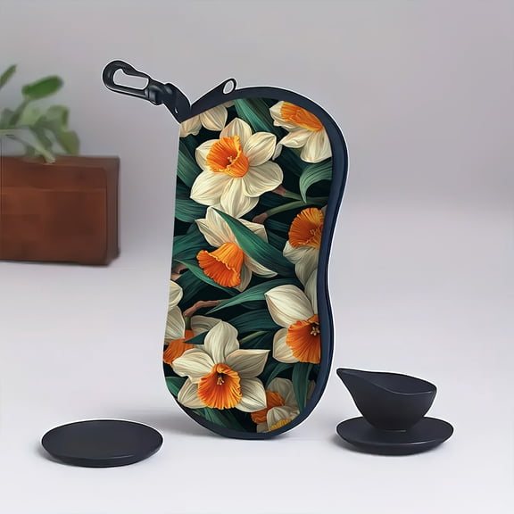 Daffodil Blooms Harmony1 Print Neoprene Eyeglass CaseUltraLightweight Softshell Design with Padded Protection  Zippered Closure (Compact Travel Accessory)