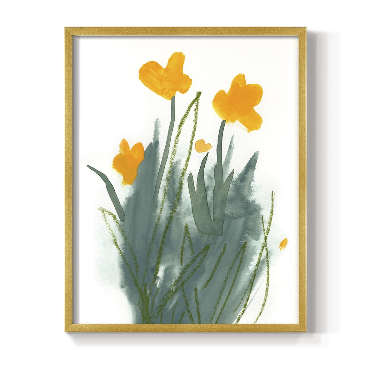 Daffodil Bunch I Framed Print in Gold Solid Wood Framed Print No Nail Hanging