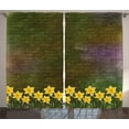 thumbnail image 1 of Ambesonne Vintage Curtains 2 Panel Set, Bridal Spring Flowers, 108" x 90", Brown Yellow, 1 of 3